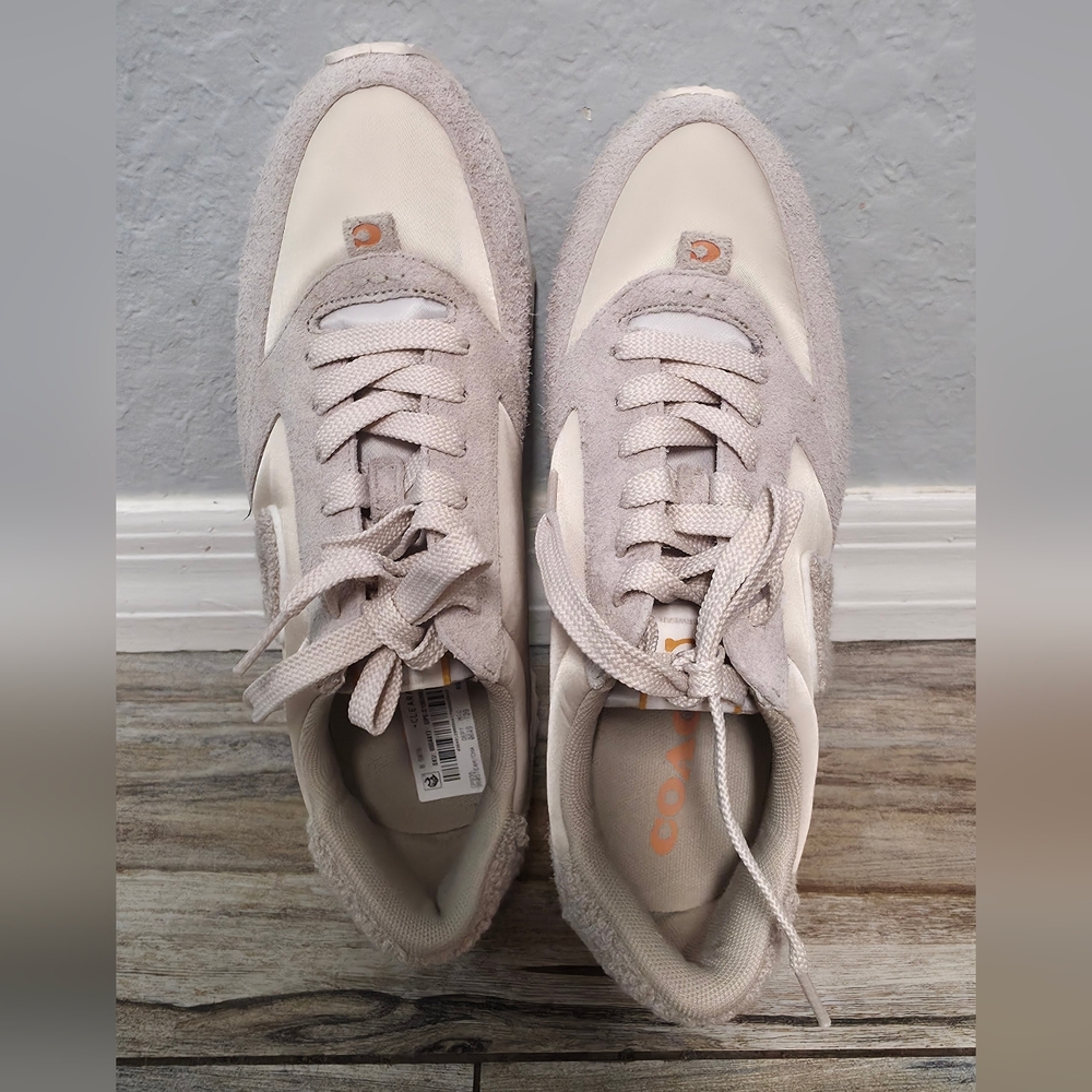 COACH Women's Ivory Suede & Leather Retro Sneakers - Ivory 9.5 - Picture 3 of 9
